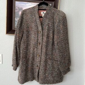 MJ SEATTLE Vintage 70s Mohair Wool Blend Chunky Knit Jacket Coat  L